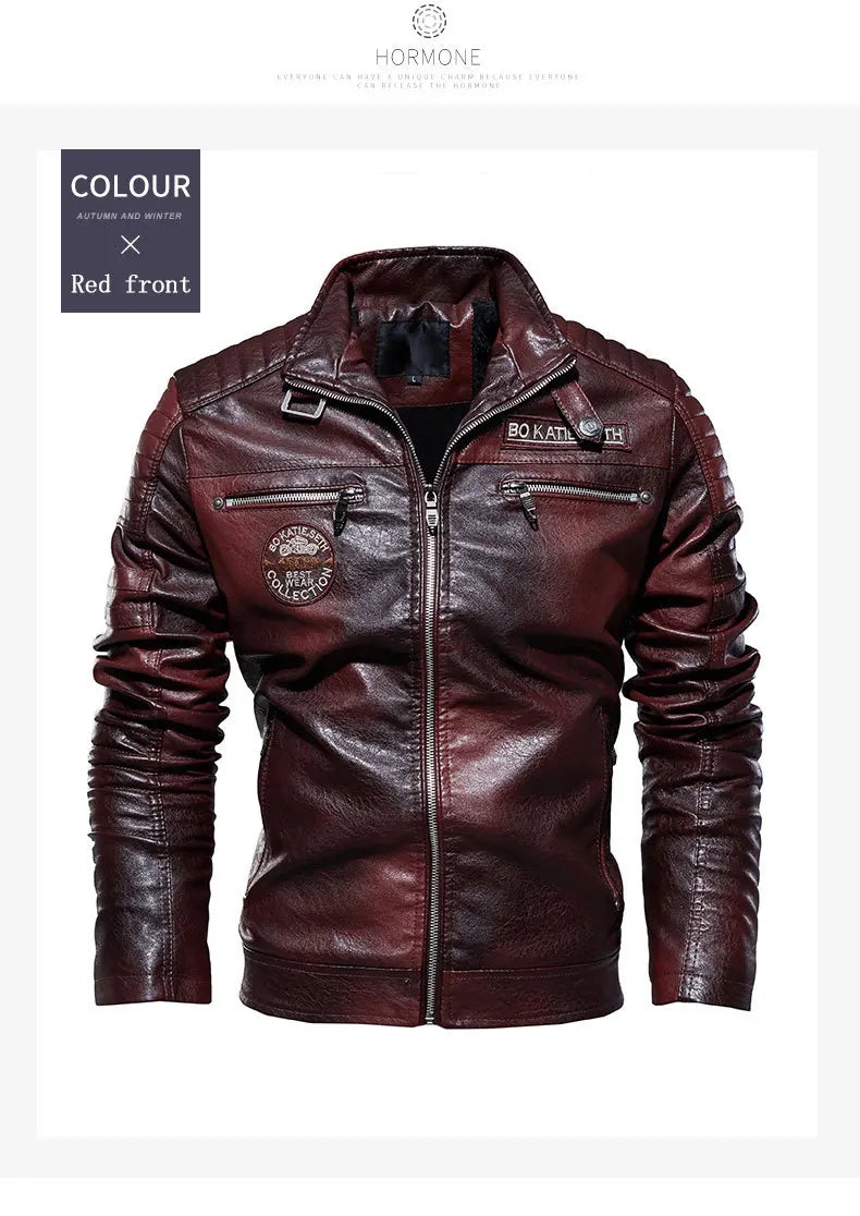 New Men's Autumn And Winter Men High Quality Fashion Coat PU Leather Jacket Motorcycle Style Casual Jackets Black Warm Overcoat