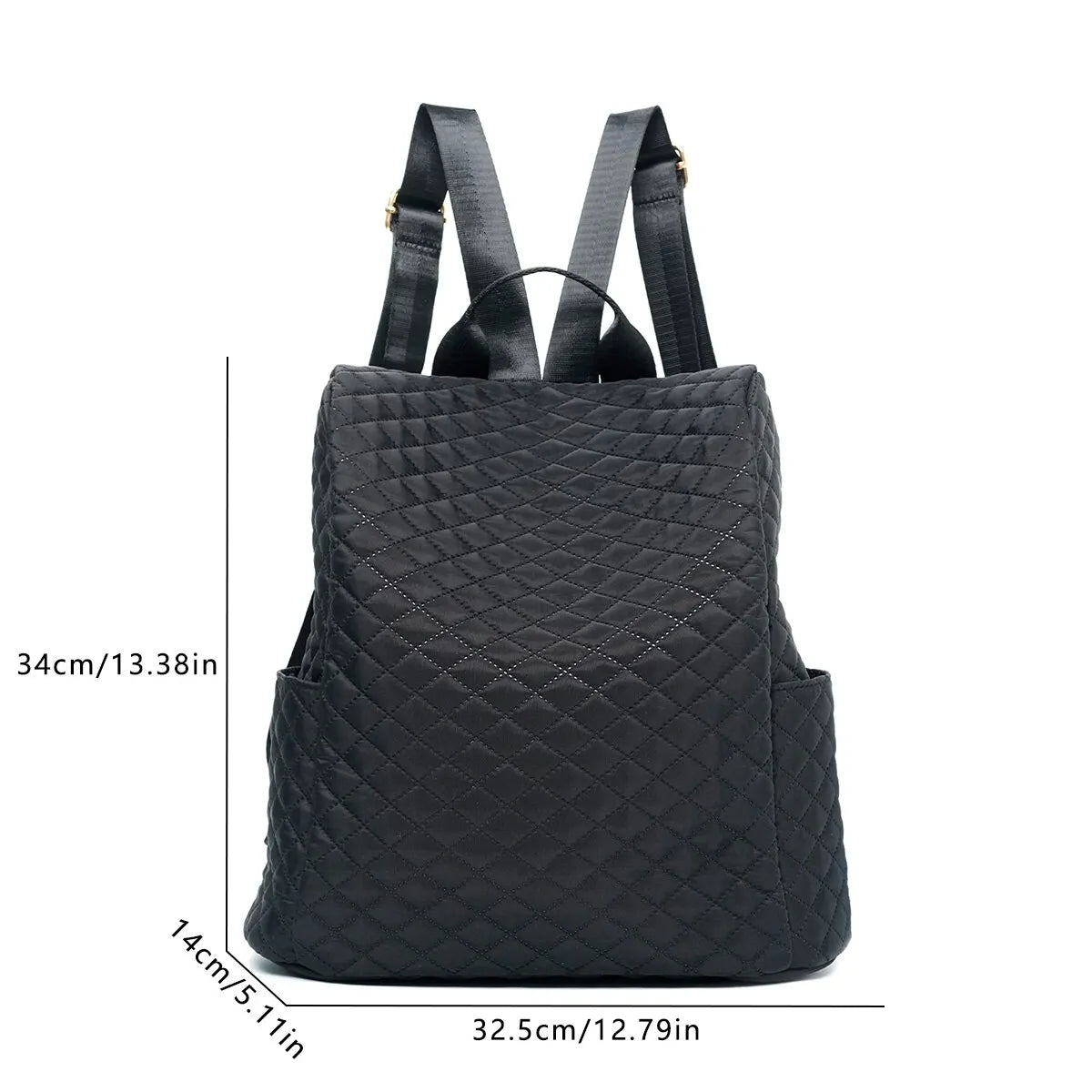 Women's Black Waterproof Durable Quilted Design Fashion Backpack Anti-theft Backpack