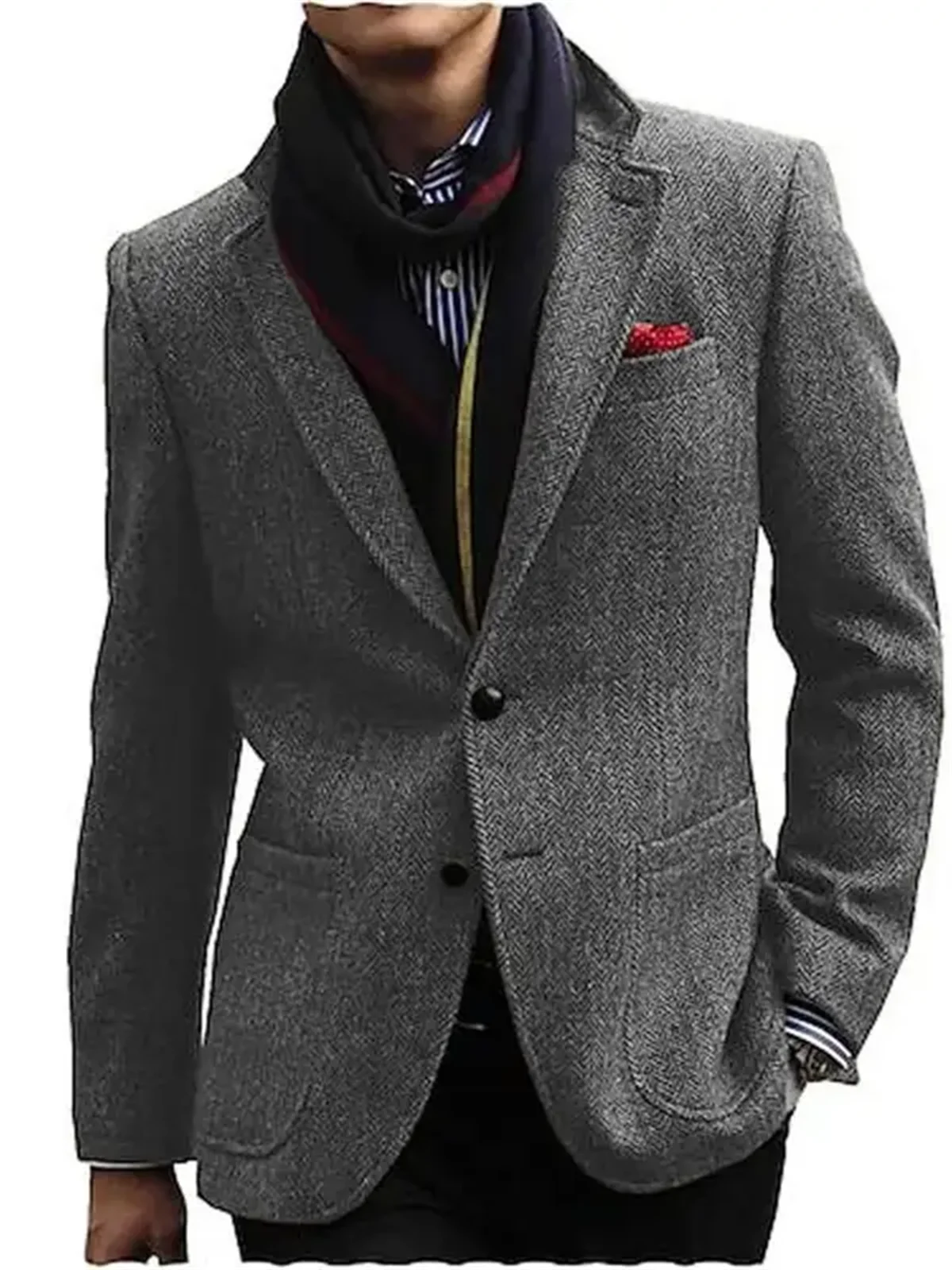 1Pieces Herringbone Single Breasted Jacket Casual Wedding Groom New Tuxedos Coat Elegant Men's Jackets Business Man Suits Blazer