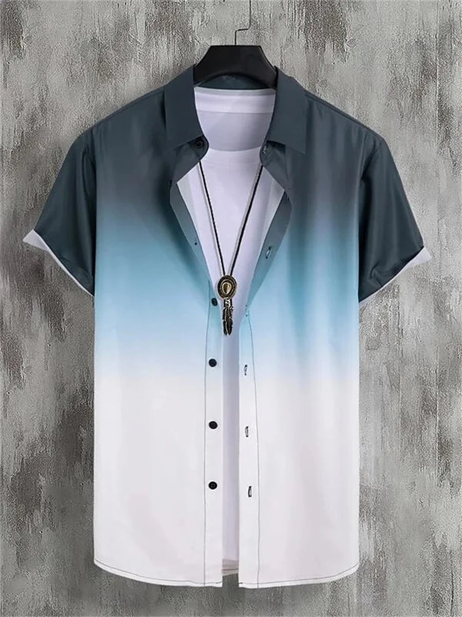 3-color shirt printing summer new men's Hawaiian short-sleeved shirt 2023 men's casual beach shirt men's oversized shirt 5XL