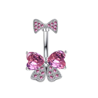 Clip On Belly Button Ring Butterfly Shape Fake Belly Piercing Clip On Umbilical Navel Body Jewelry Trendy Fashion Style