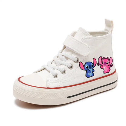 Fashion Girl High-top Lilo Stitch Girl Kid Canvas Shoe Disney Casual Cartoon Sport comfort Shoes Children Print Boy Tennis Shoes