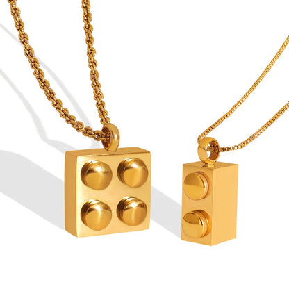 Necklace For Women Stainless Steel With Lego Brick Pendant Gold Color Men's Chain Necklaces Woman's Designer Jewelry Accessories