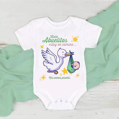 Hello Grandparent I'm on My Way See You Soon Print Newborn Romper Pregnancy Announcement Clothes Baby Reveal Bodysuit for Family