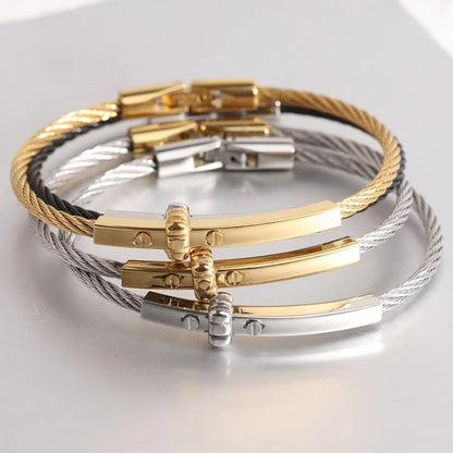 Stainless steel round cable bracelet high quality steel wire Bolt buckle women's bracelet jewelry