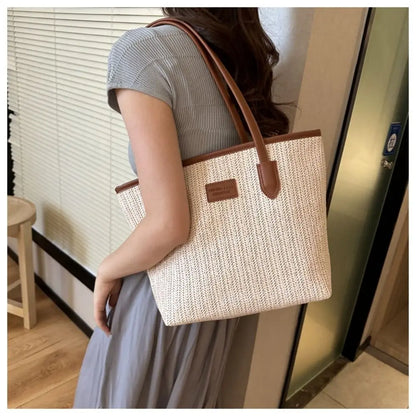 Straw Woven Tote Bag for Women Lady Purse Fashion Casual Bag Beach Bag Handbag