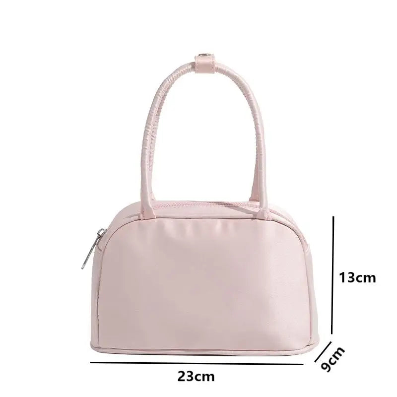 Fashion Women Silk Satin Clutch Purse Handbags Pink Female Boston Underarm Bags Sweet Girl Small Top Handle Square Shoulder Bags