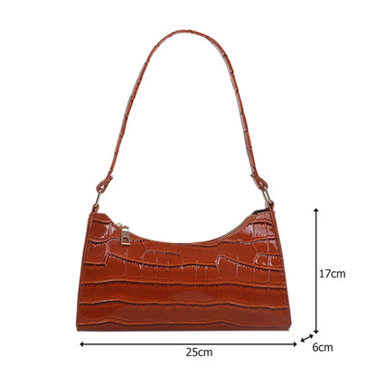 Crocodile Pattern PU Leather Shoulder Bag Female Fashion Underarm Bag Retro Casual Armpit Bag Women Tote Small Clutch Handbags