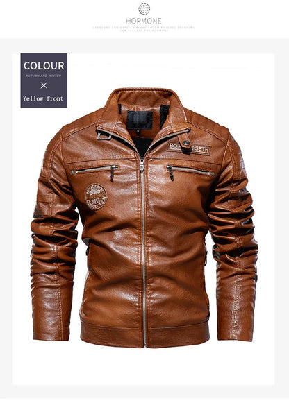 New Men's Autumn And Winter Men High Quality Fashion Coat PU Leather Jacket Motorcycle Style Casual Jackets Black Warm Overcoat