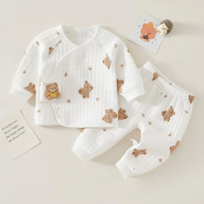 Autumn Winter Thermal Underwear Suit Baby Clothing Sets Boys Girls Pajama Sets Baby Warm Sleepwear Cartoon bear Kids Clothes