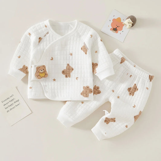 Autumn Winter Thermal Underwear Suit Baby Clothing Sets Boys Girls Pajama Sets Baby Warm Sleepwear Cartoon bear Kids Clothes