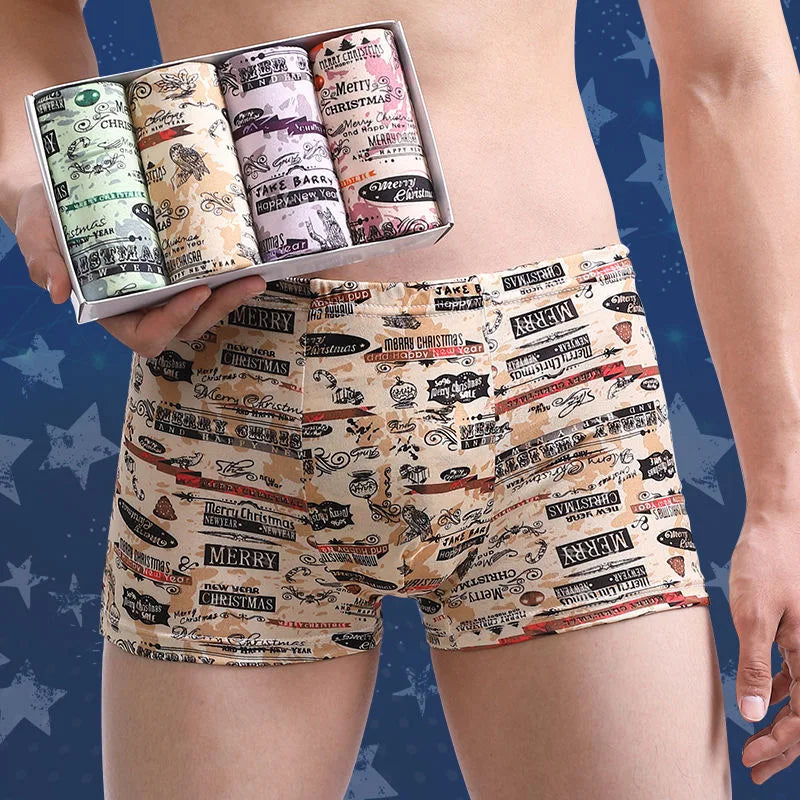 NEW Men's Panties 4pcs/Lot  Male Underpants Man Pack Shorts Boxers Underwear Fashion Sexy Mens Boxer Ultrathin Large Size L-4XL