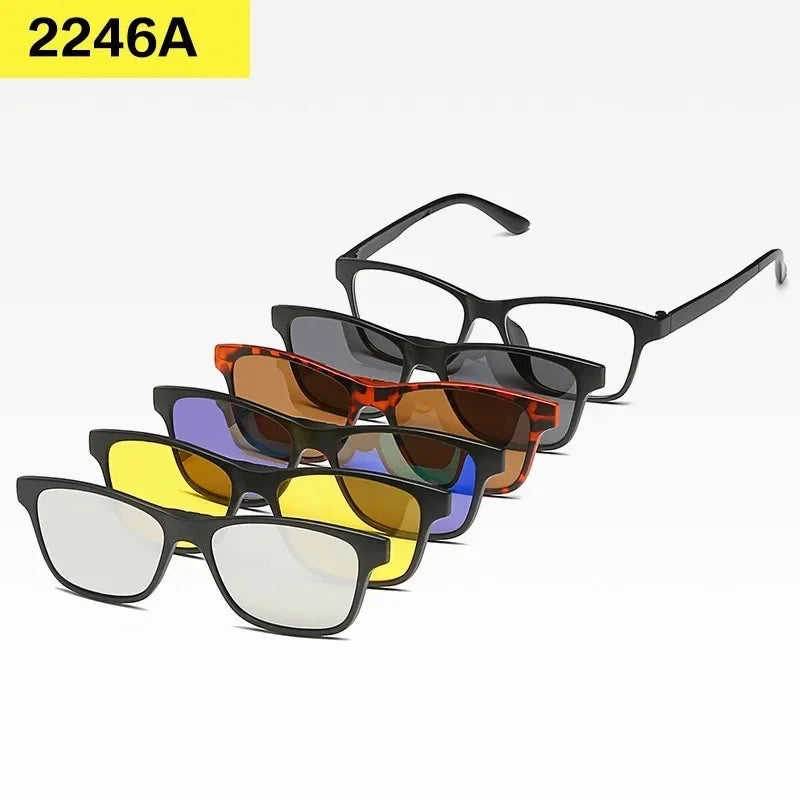 6 In 1 Custom Men Women Polarized Optical Magnetic Sunglasses Clip Magnet Clip on Sunglasses Polaroid Clip on Sun Glasses Frame