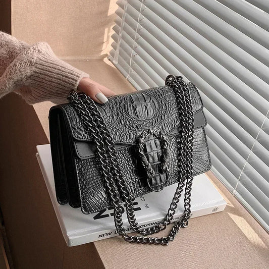 Luxury Handbags Crossbody Shoulder Purse For Women Snake Printed Leather Evening Clutch Chain Strap Satchel Bag Bolsa Feminina