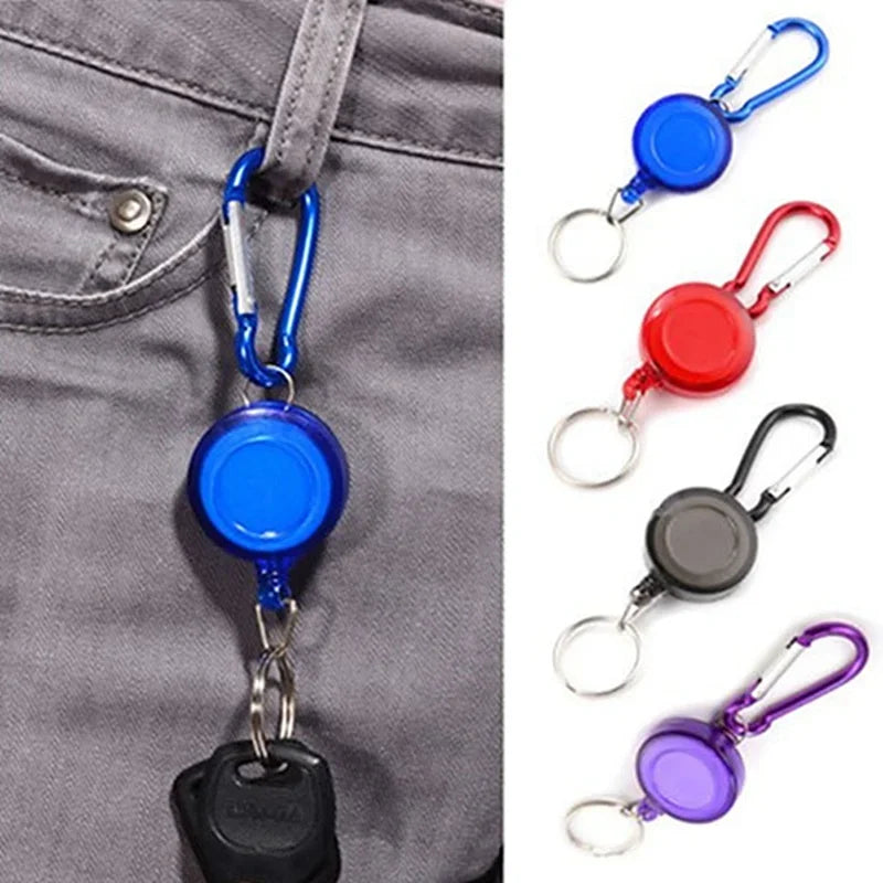 Retractable Pull Keychain Badge Reel ID Lanyard Name Tag Card Holder Reels Recoil Belt Key Ring Chain Clips Keyring Accessories