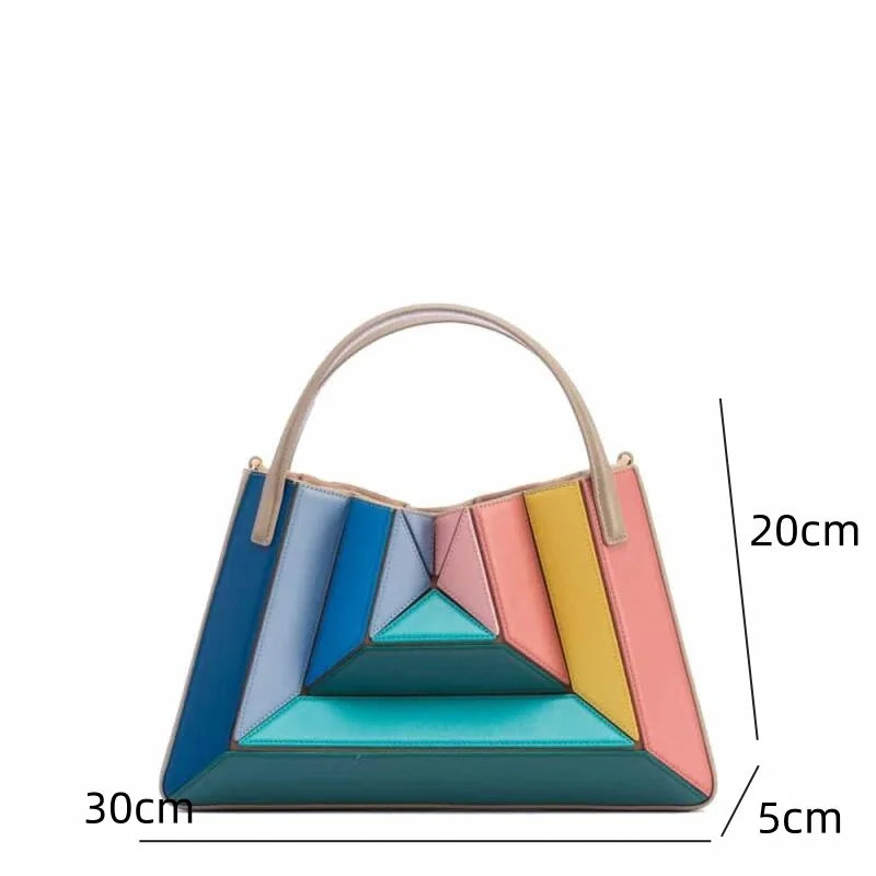 Fashion Square Bag Women Shoulder Bags New Color Blocked Patchwork Niche Handheld Bag Leisure Versatile Drawstring Crossbody Bag