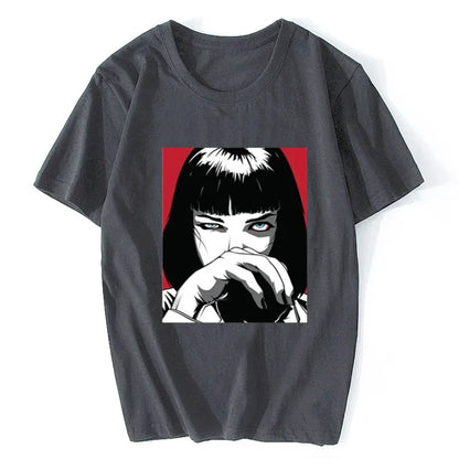 Quentin Tarantino Pulp Fiction Mia Vintage Men/women Fashion Men Cotton Movie 90S T-shirt Streetwear Punk Rock Aesthetic Clothes