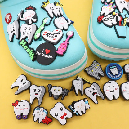 40pcs/set Shoe Charms Tooth Health Brush Cute Garden Shoes Accessories Buckle Decorations Fit Wristband Kids Gift