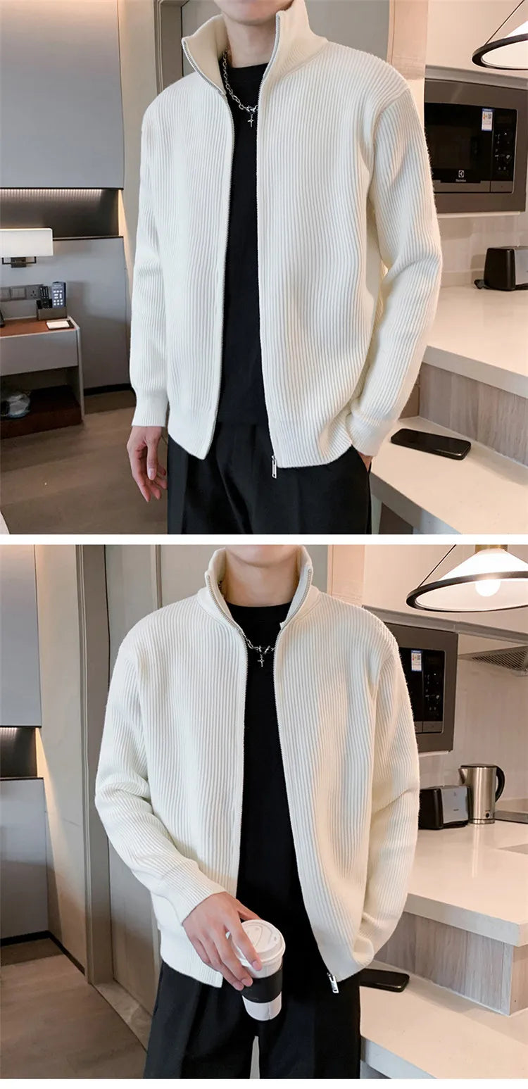 Autumn Turn Down Neck Cardigan Sweater Men Women Streetwear Loose Style Korean Knitwear Jacket Fashion Brand Mens Cardigan Z17