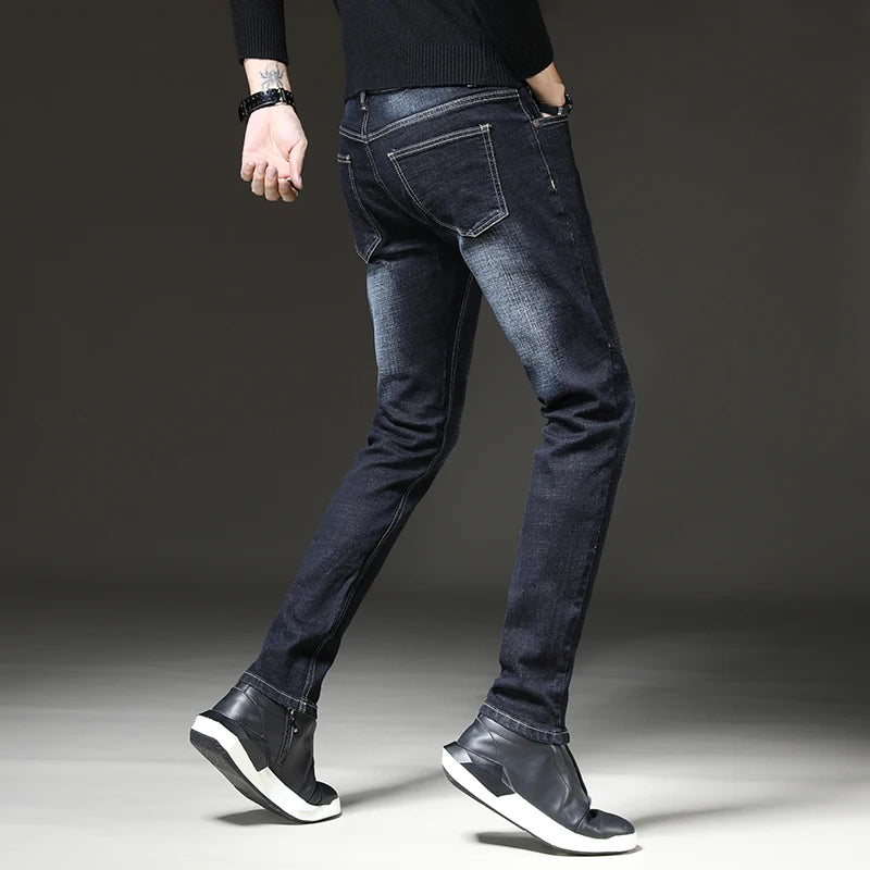 2024 Men's straight leg jeans loose casual pants Korean version trend slim fit versatile pants Men's trendy brand black blue