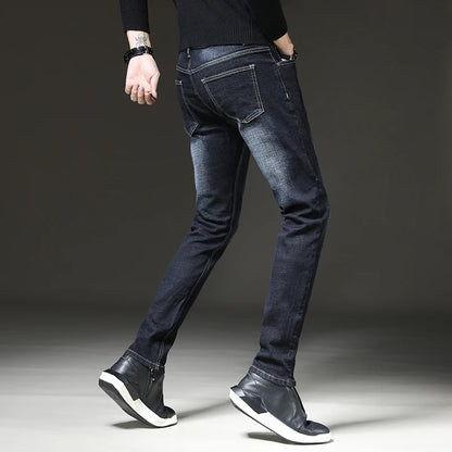 2024 Men's straight leg jeans loose casual pants Korean version trend slim fit versatile pants Men's trendy brand black blue