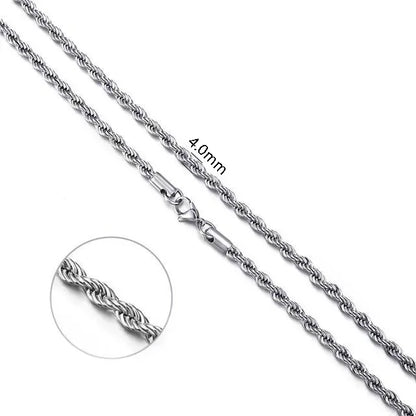 925 Sterling Silver 2/3/4MM 16-24 Inches Rope Chain Necklace For Men Women Fashion Punk Wedding Party Gifts Jewelry