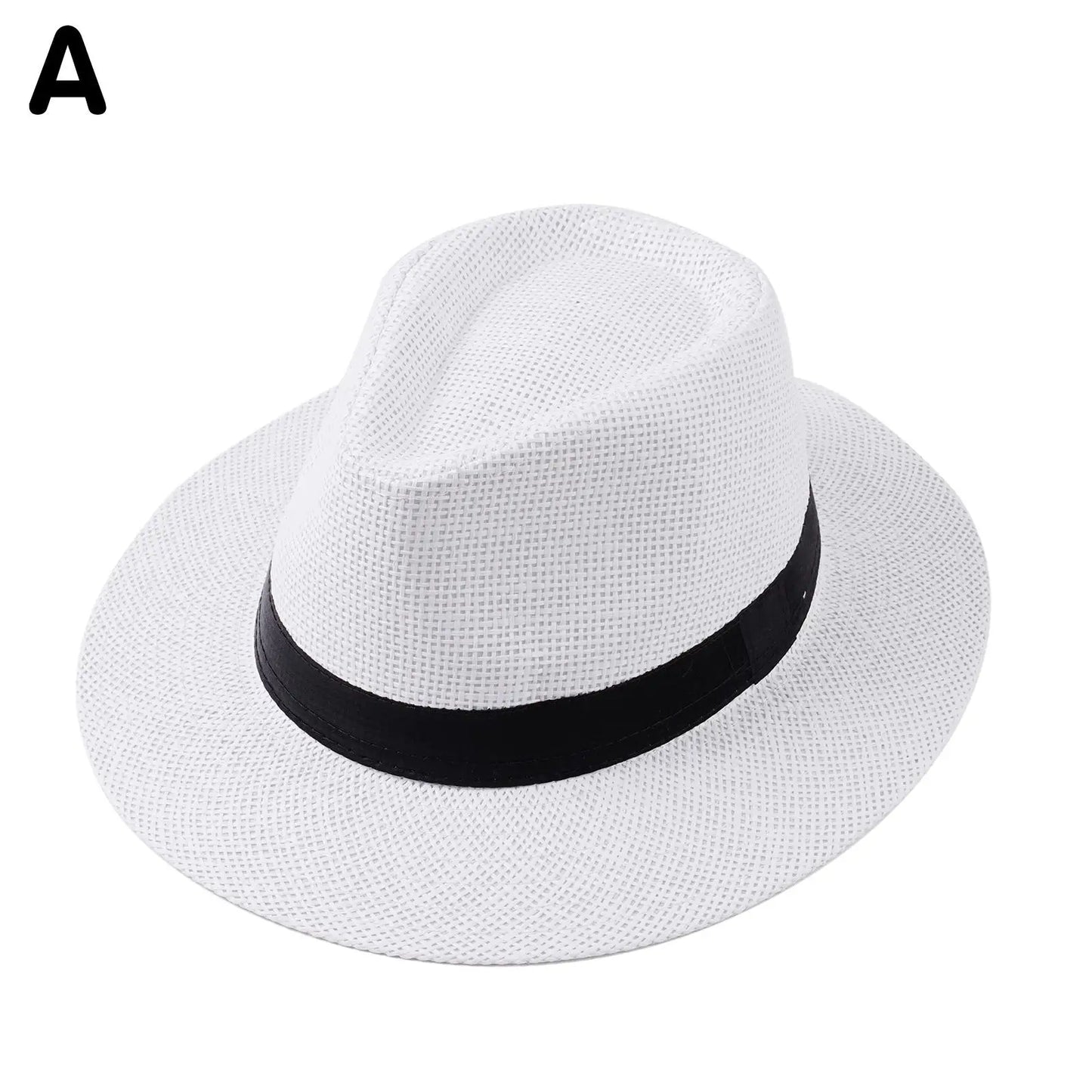 New Natural Panama Straw Hat Unisex Women Men Fashion Summer Casual Trendy Beach Sun Jazz Hat Wide Brim UV Protection Cap