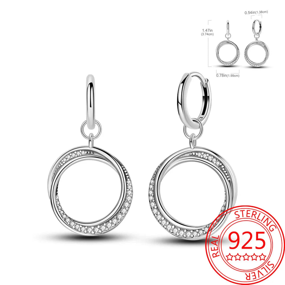 Fashionable 925 Sterling Silver Asymmetric Star Moon Earrings On The Inner Side Women's Anniversary Party Jewelry Accessories