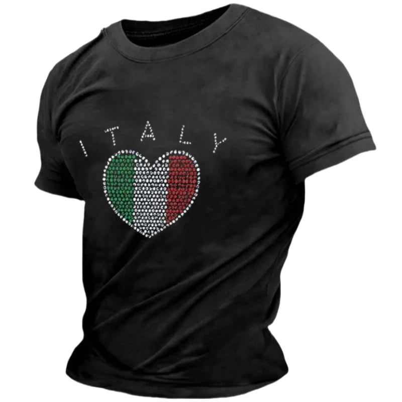 Simple Italia Flag Graphics T-shirts Summer Fashion Short Sleeve O Neck 3D Printed T Shirts Casual Streetwear Oversized Mens Tee