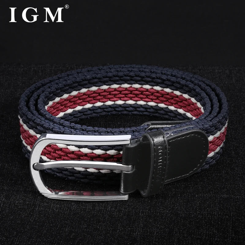 Men Women Stretch Belt For Unisex Knitted Braided Metal Pin Buckle Male Canvas Pants Jeans Elastic Belt