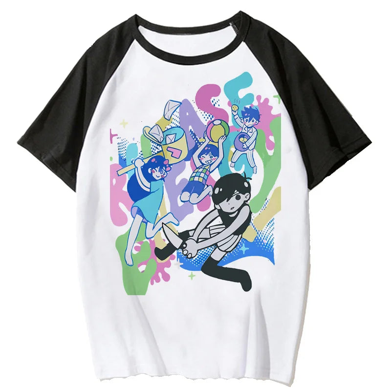 omori Summer Top T-shirt Male Grunge Aesthetic Print Funny Manga Tshirt t Shirt Anime Aesthetic men white t shirt