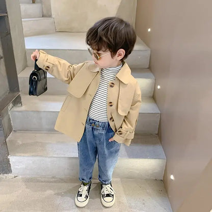 Baby Boys Fashion Long Trench Coats Jackets Kids Casual Elegant Cotton Jackets Overcoats Children Clothes