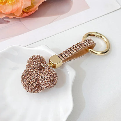 Light Luxury Rhinestone Mickey Head Keychain Crystal Leather Strap Women Bag Pendant Creative Car Keychain Lover Gift for Friend