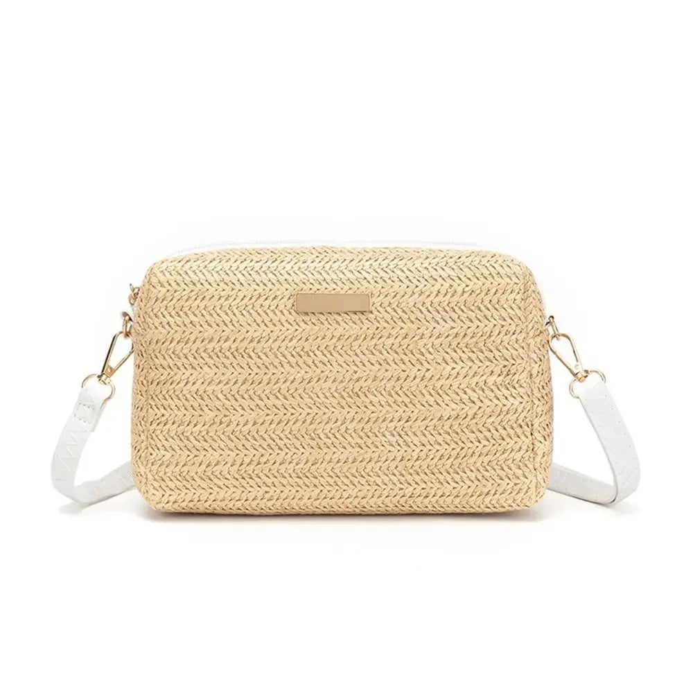 5 Colors Womens Cross Body Bag Soft Woven Straw Knitted Shoulder Bags Bohemia Beach Bag Small Solid Mobile Phone Coin Purse