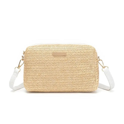 5 Colors Womens Cross Body Bag Soft Woven Straw Knitted Shoulder Bags Bohemia Beach Bag Small Solid Mobile Phone Coin Purse