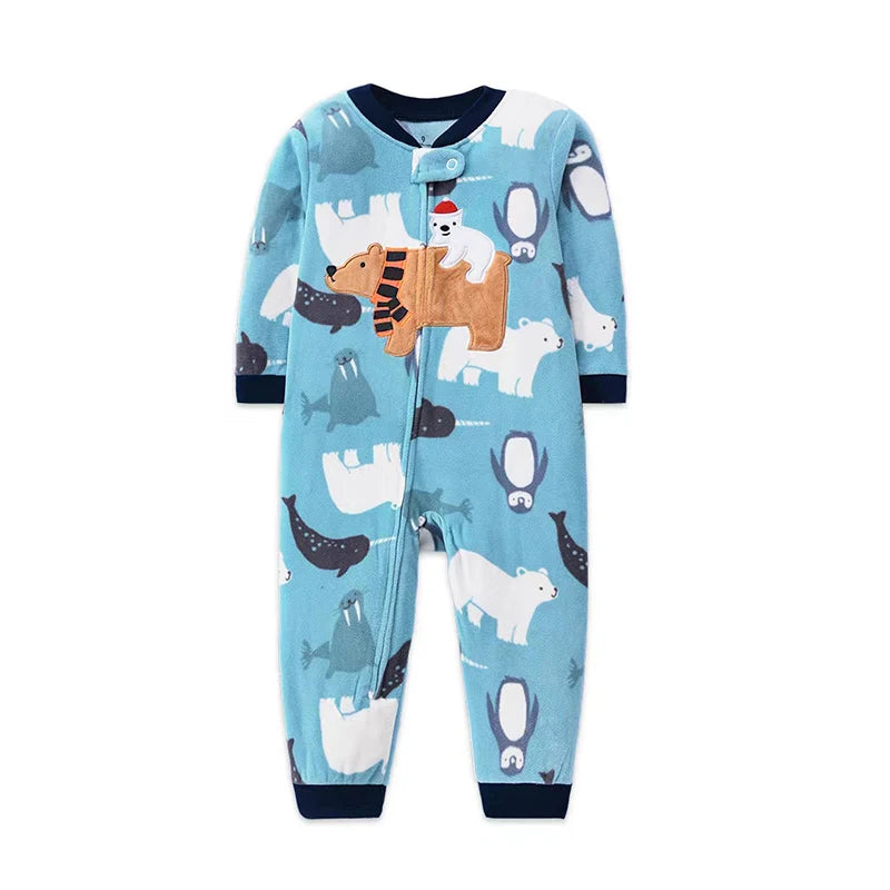 Baby Clothes Spring Autumn Warm Rompers Infant Boy Girl Indoor Pajamas Zipper Fleece Babe Animal Jumpsuit Clothing 9 -24 Months