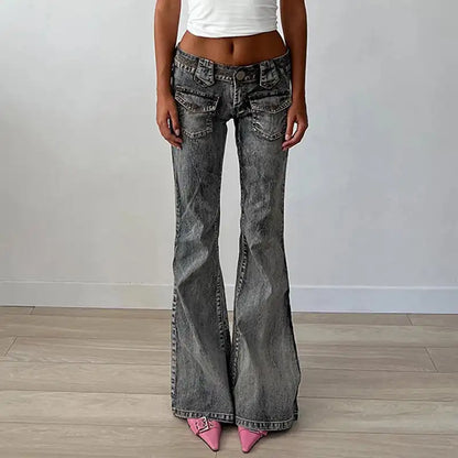 New Subcultures Fashion Vintage Personality American Style Women Jeans Slim Comfortable Casual Spicy Girl Wide Leg Straight Pant