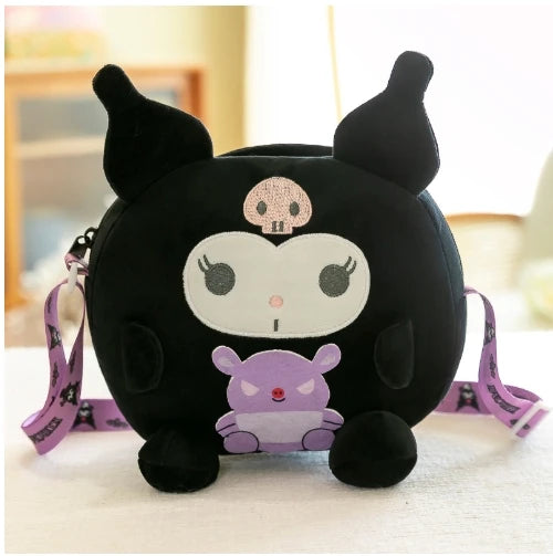 Authorized Polyester Plush Toy Pencil Case - Cute Cartoon Crossbody Shoulder Bag with Hanging Decoration