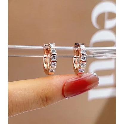 Simple Moissanite Diamond Hoop Earring 100% Real 925 Sterling Silver Party Wedding Earrings for Women Engagement Jewelry Gift