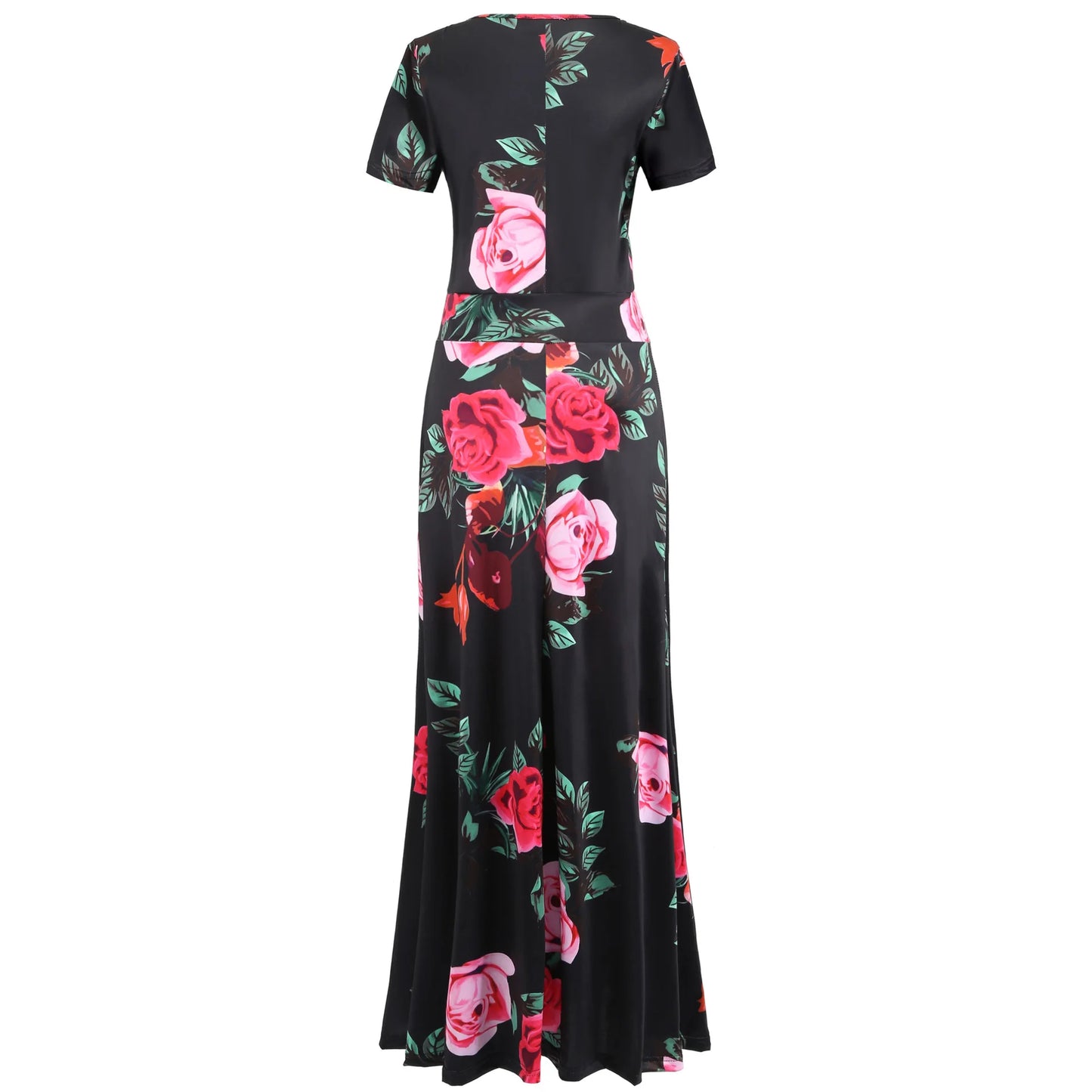 Robe Women's Casual Flower Summer Vestido Short-Sleeved Round Neck Floral Robe Mulheres Maxi Dress 2023 Elegant Kleid