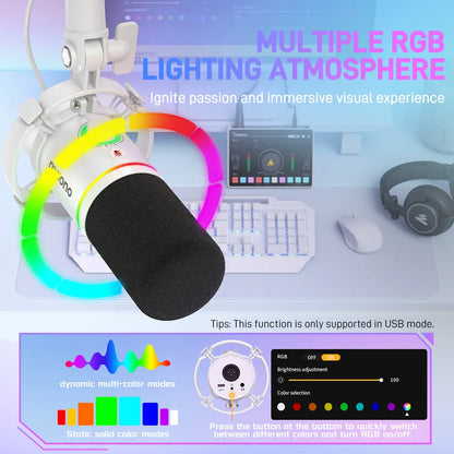 Maono PD200X RGB Gaming Microphone Dynamic Microphone USB/XLR Dual Mode Microphone Podcast Mic RGB USB Gaming Mic XLR Mic