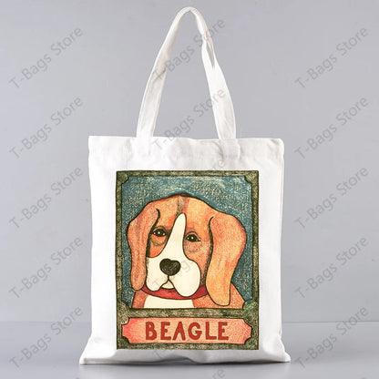 2pcs/set Beagle Bagel Dog Cute Print Tote Bag, Large Capacity Shoulder Bag, Women's Casual Handbag for Work School Shopping