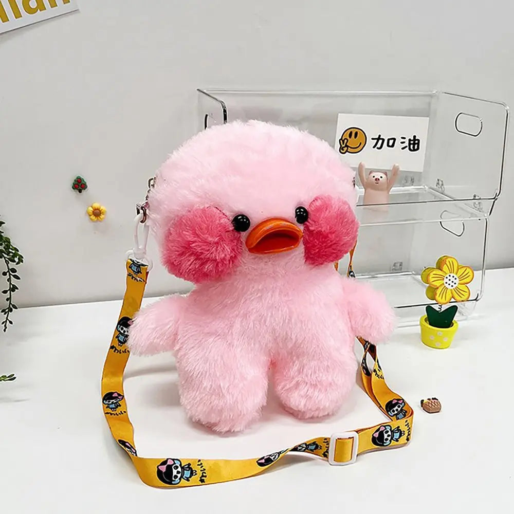 Cartoon Duck Children Shoulder Bag Trendy Large Capacity Adjustable Length Messenger Bag Plush Plush Bag Daily Life