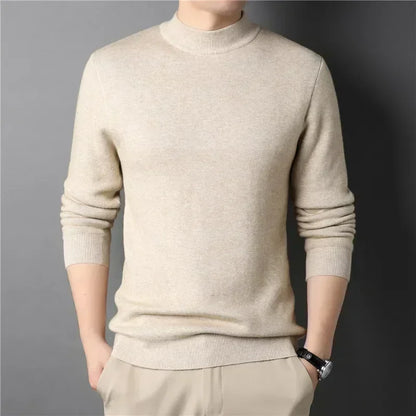 2024 Brand New Men's Cashmere Sweater Half Turtleneck Men Sweaters Knit Pullovers for Male Youth Slim Knitwear Man Sweater