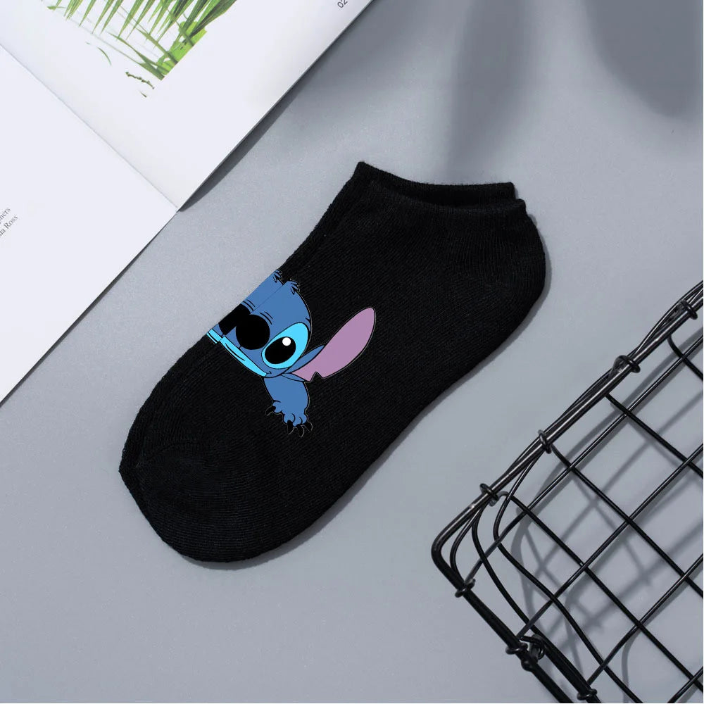 Anime Disney Lilo & Stitch Short Socks Cartoon Boat Socks Spring Summer Breathable Socks for Men and Women Cotton Ankle Socks