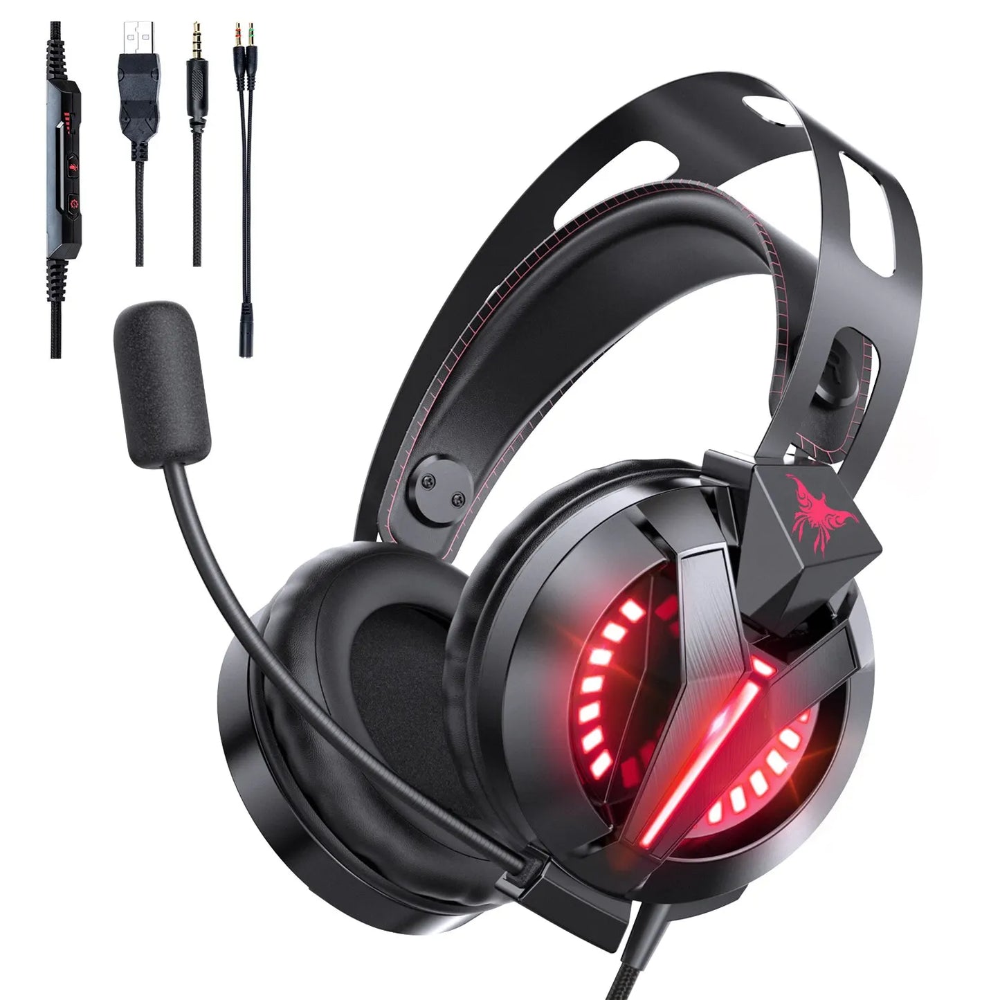 ONIKUMA COMBATWING Wired Gaming Headphones with RGB Light Surround Sound Stero Earphone with Mic Game Headset Gamer for PC PS4