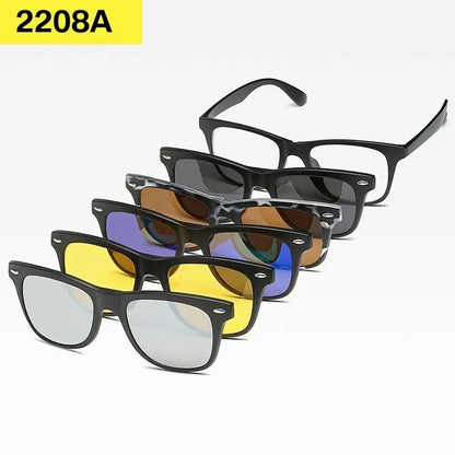 6 In 1 Custom Men Women Polarized Optical Magnetic Sunglasses Clip Magnet Clip on Sunglasses Polaroid Clip on Sun Glasses Frame