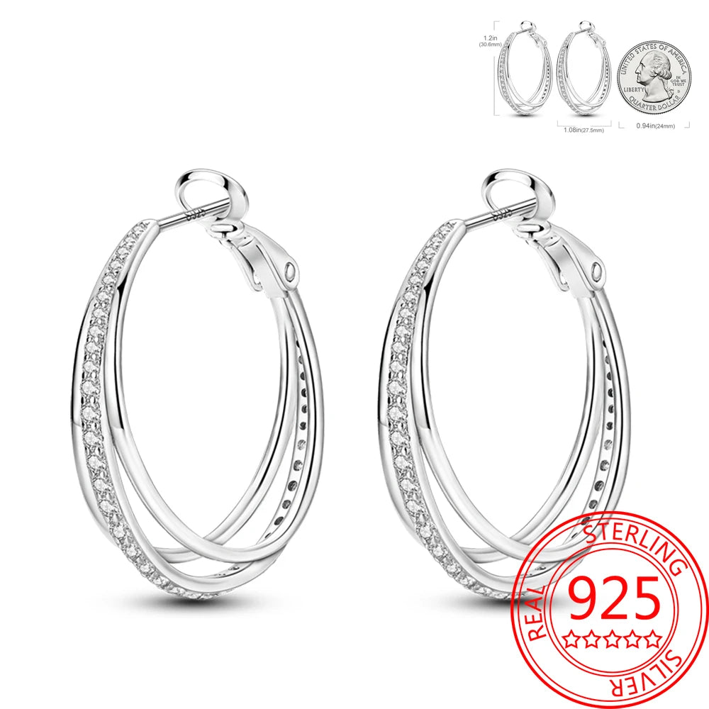 Fashionable 925 Sterling Silver Asymmetric Star Moon Earrings On The Inner Side Women's Anniversary Party Jewelry Accessories