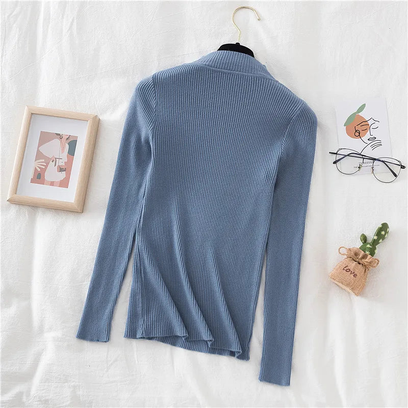 Women Turtleneck Sweater Knitted Soft Pullovers cashmere Jumpers Basic Solid Soft Sweaters Women Autumn Winter Casual Top