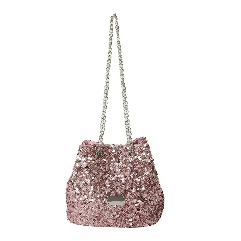 Fashion Sequined Women's Bucket Bag Handbags Female Crossbody Shoulder Bag Tote Purse Chain Messenger Bag Lady Handbag Сумка